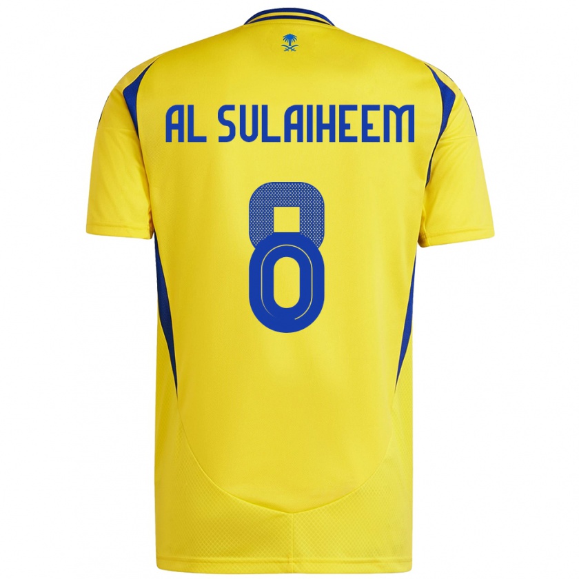 Kandiny Gyermek Abdulmajeed Al-Sulayhim #8 Sárga Kék Hazai Jersey 2024/25 Mez Póló Ing