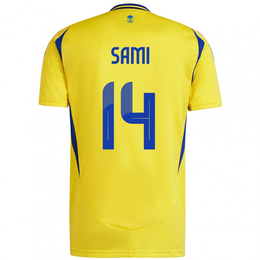 Kandiny Gyermek Sami Al-Najei #14 Sárga Kék Hazai Jersey 2024/25 Mez Póló Ing