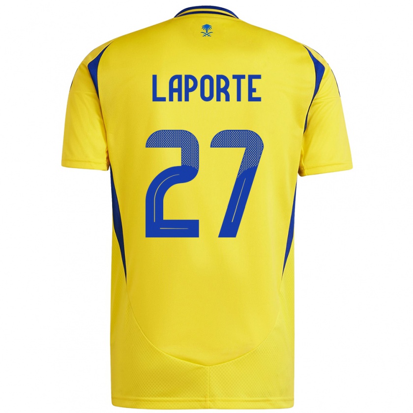 Kandiny Gyermek Aymeric Laporte #27 Sárga Kék Hazai Jersey 2024/25 Mez Póló Ing