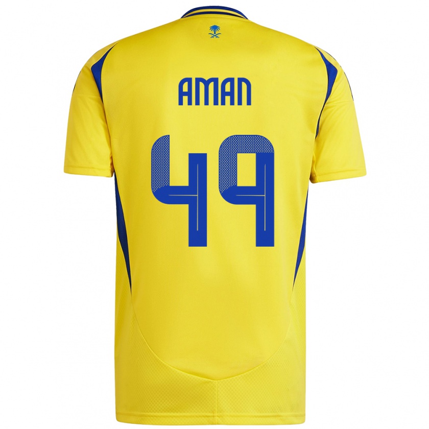 Kandiny Gyermek Awad Aman #49 Sárga Kék Hazai Jersey 2024/25 Mez Póló Ing