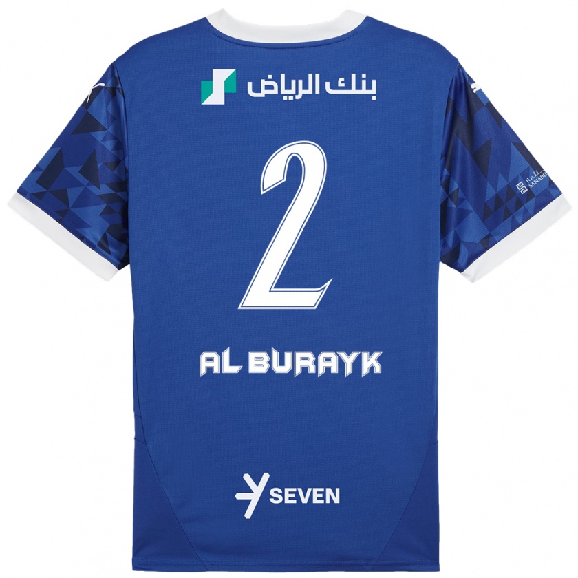 Kandiny Gyermek Mohammed Al-Burayk #2 Sötétkék Fehér Hazai Jersey 2024/25 Mez Póló Ing