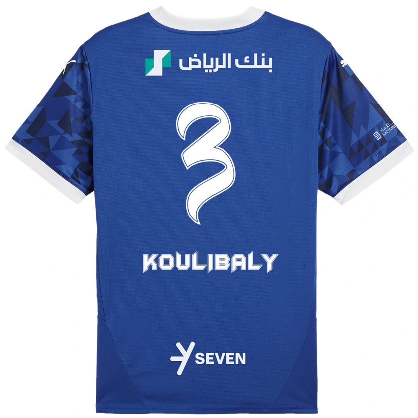 Kandiny Gyermek Kalidou Koulibaly #3 Sötétkék Fehér Hazai Jersey 2024/25 Mez Póló Ing