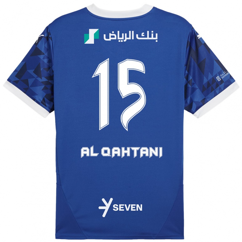 Kandiny Gyermek Mohammed Al-Qahtani #15 Sötétkék Fehér Hazai Jersey 2024/25 Mez Póló Ing