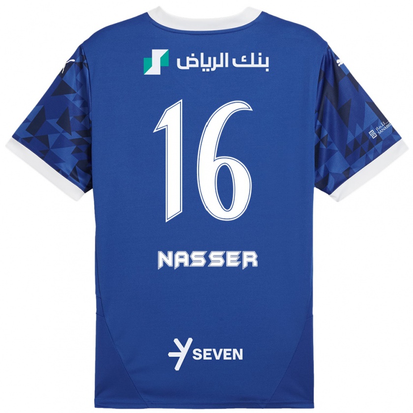 Kandiny Gyermek Nasser Al-Dawsari #16 Sötétkék Fehér Hazai Jersey 2024/25 Mez Póló Ing