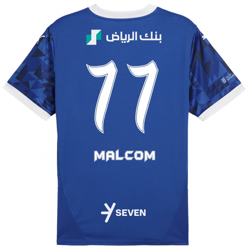 Kandiny Gyermek Malcom #77 Sötétkék Fehér Hazai Jersey 2024/25 Mez Póló Ing