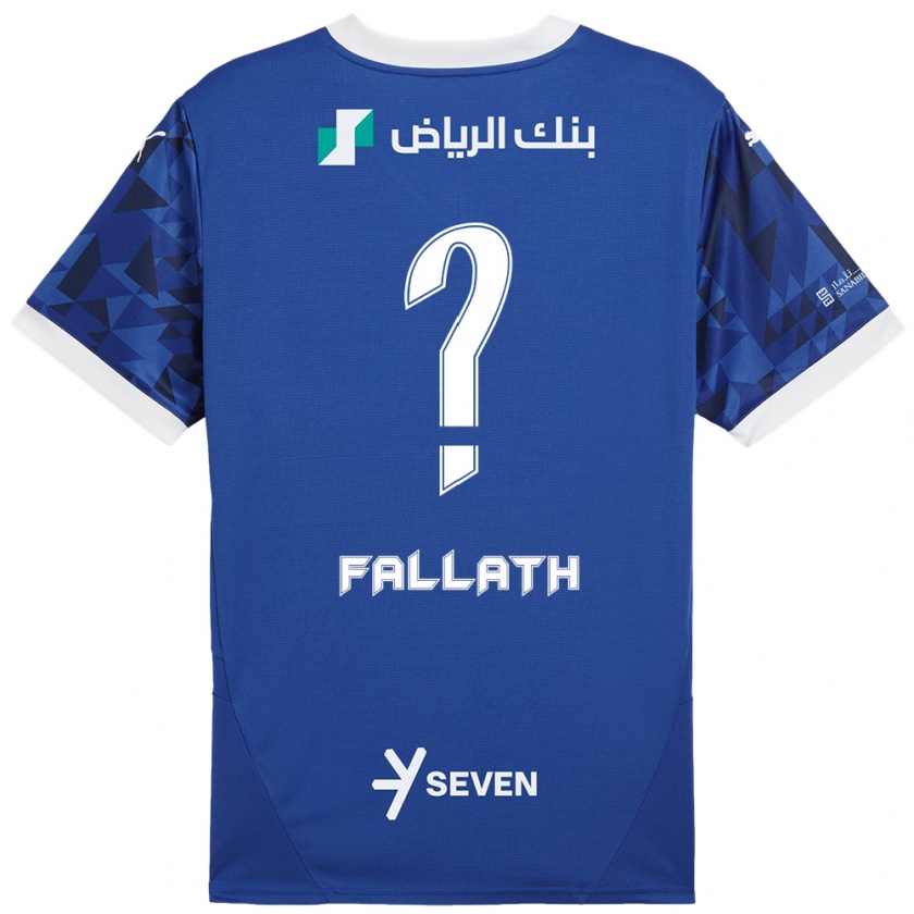 Kandiny Gyermek Fahad Fallath #0 Sötétkék Fehér Hazai Jersey 2024/25 Mez Póló Ing