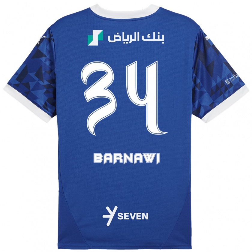 Kandiny Gyermek Saleh Barnawi #34 Sötétkék Fehér Hazai Jersey 2024/25 Mez Póló Ing