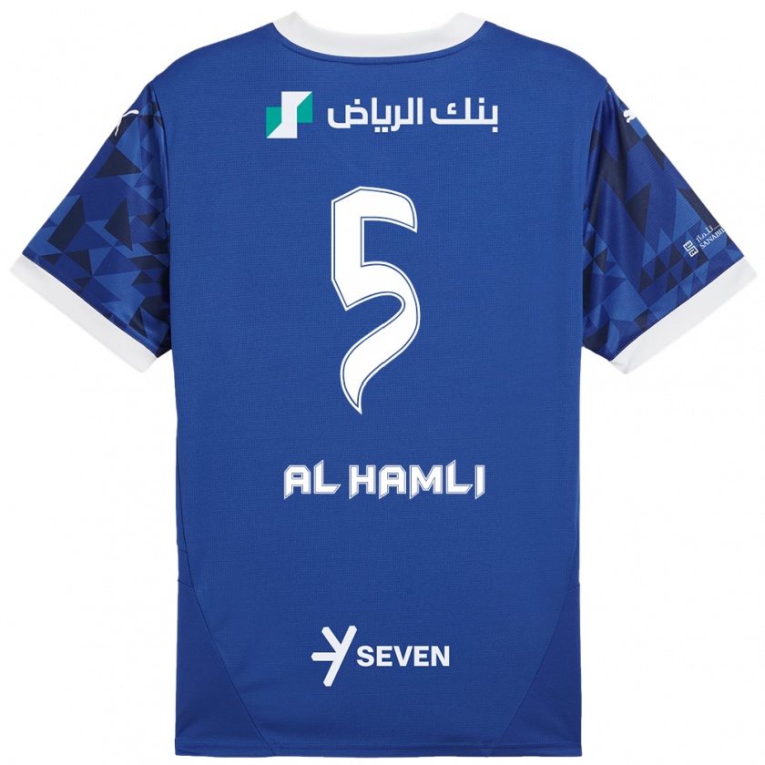 Kandiny Gyermek Noura Al-Hamli #5 Sötétkék Fehér Hazai Jersey 2024/25 Mez Póló Ing