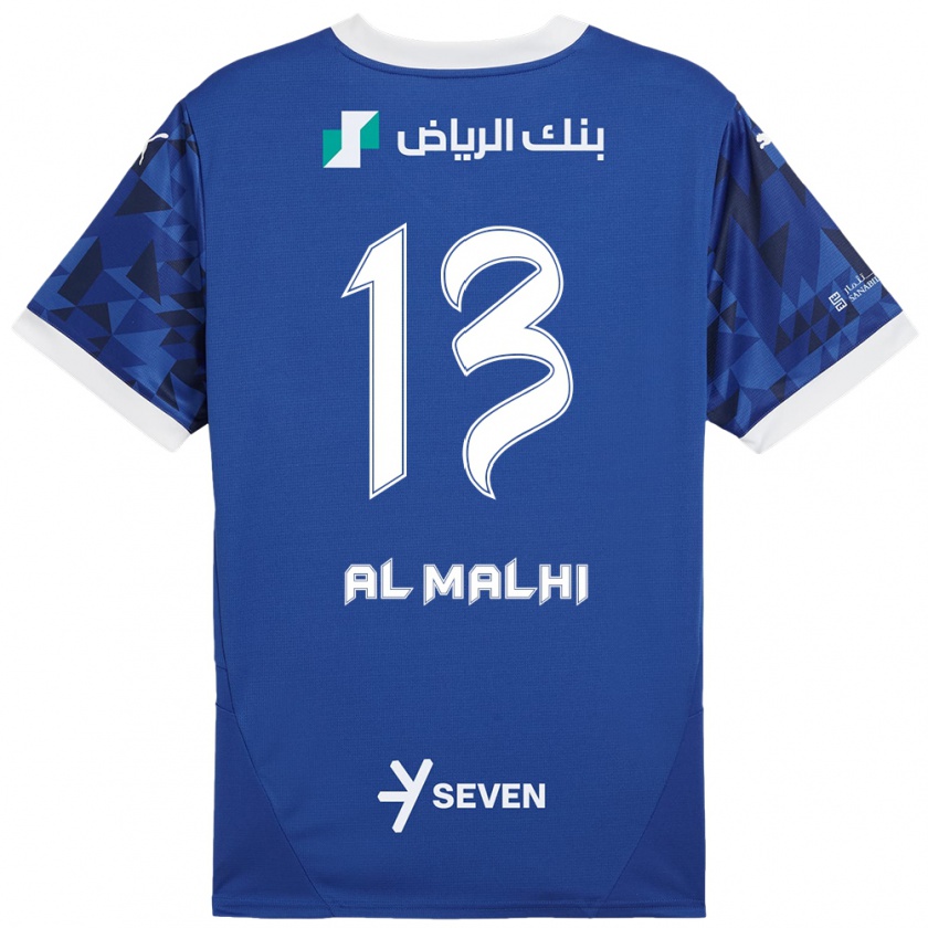 Kandiny Gyermek Al Muhra Al-Malhi #13 Sötétkék Fehér Hazai Jersey 2024/25 Mez Póló Ing