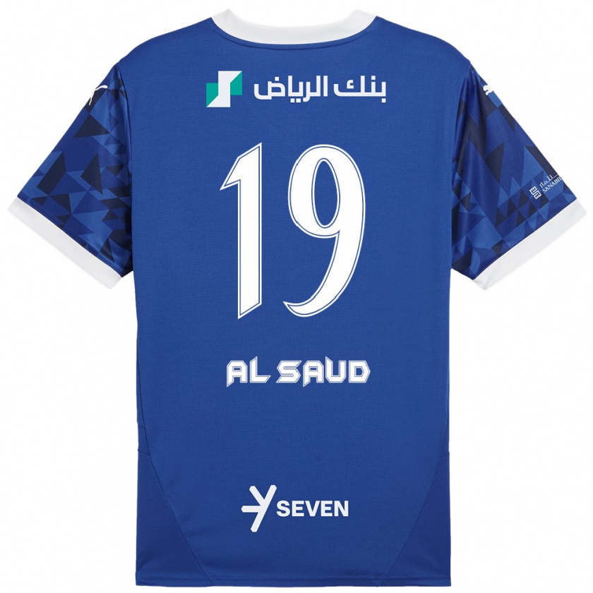 Kandiny Gyermek Manal Al Saud #19 Sötétkék Fehér Hazai Jersey 2024/25 Mez Póló Ing