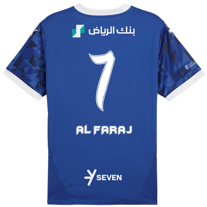 Kandiny Gyermek Salman Al-Faraj #7 Sötétkék Fehér Hazai Jersey 2024/25 Mez Póló Ing