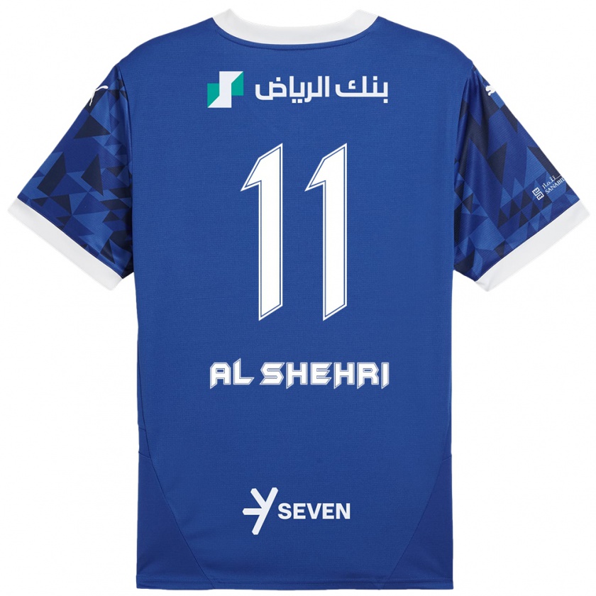 Kandiny Gyermek Saleh Al-Shehri #11 Sötétkék Fehér Hazai Jersey 2024/25 Mez Póló Ing