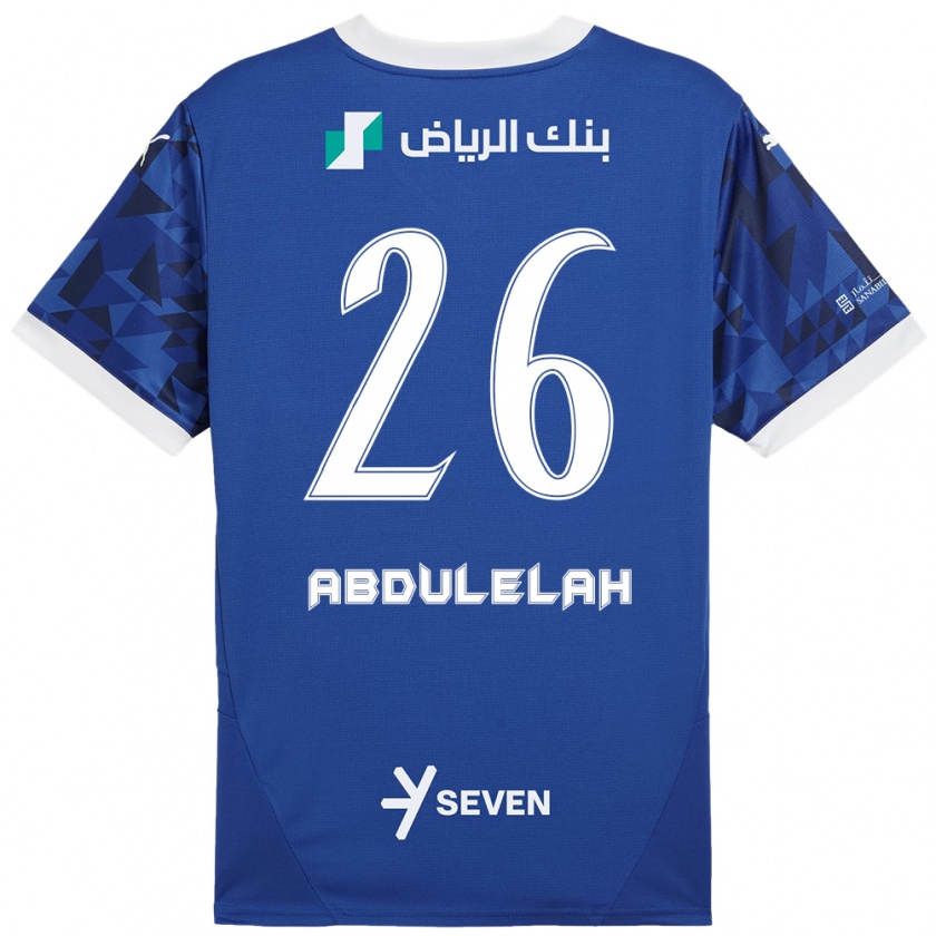 Kandiny Gyermek Abdulelah Al-Malki #26 Sötétkék Fehér Hazai Jersey 2024/25 Mez Póló Ing