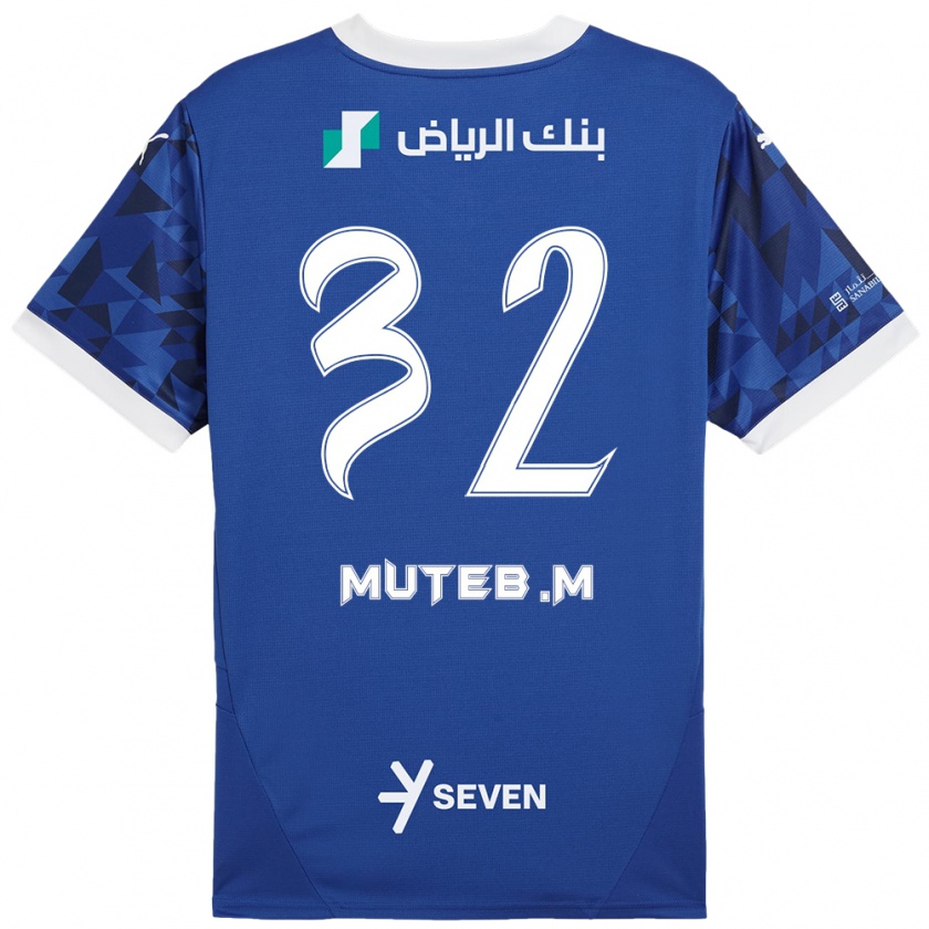 Kandiny Gyermek Muteb Al-Mufarrij #32 Sötétkék Fehér Hazai Jersey 2024/25 Mez Póló Ing