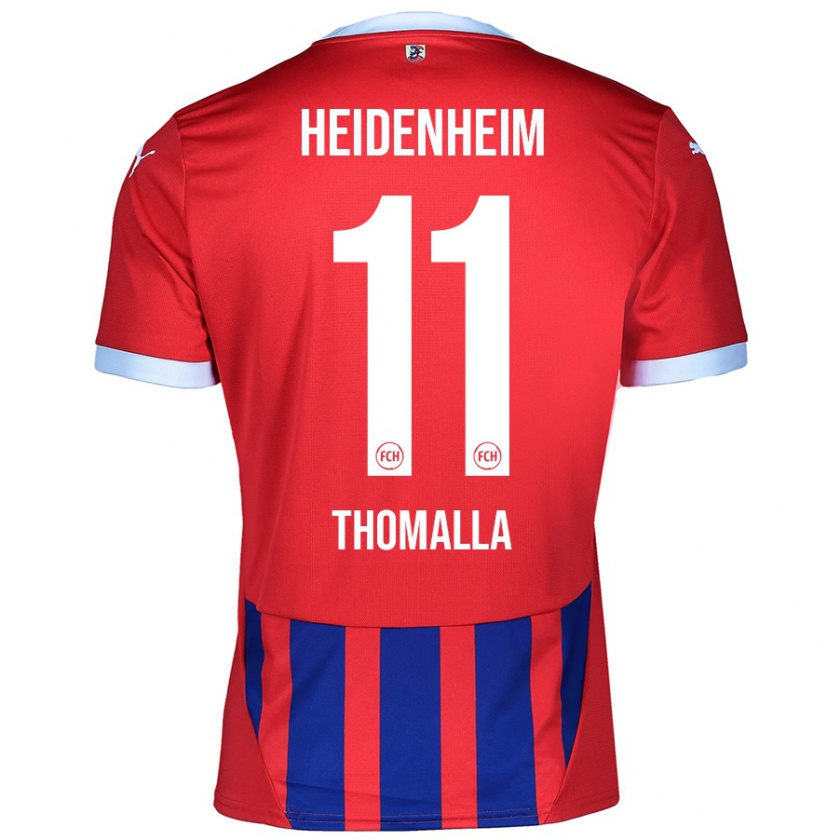 Kandiny Gyermek Denis Thomalla #11 Piros Kék Hazai Jersey 2024/25 Mez Póló Ing