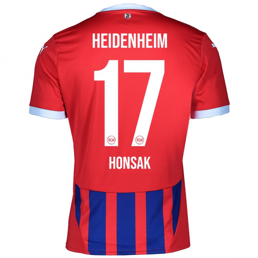 Kandiny Gyermek Mathias Honsak #17 Piros Kék Hazai Jersey 2024/25 Mez Póló Ing