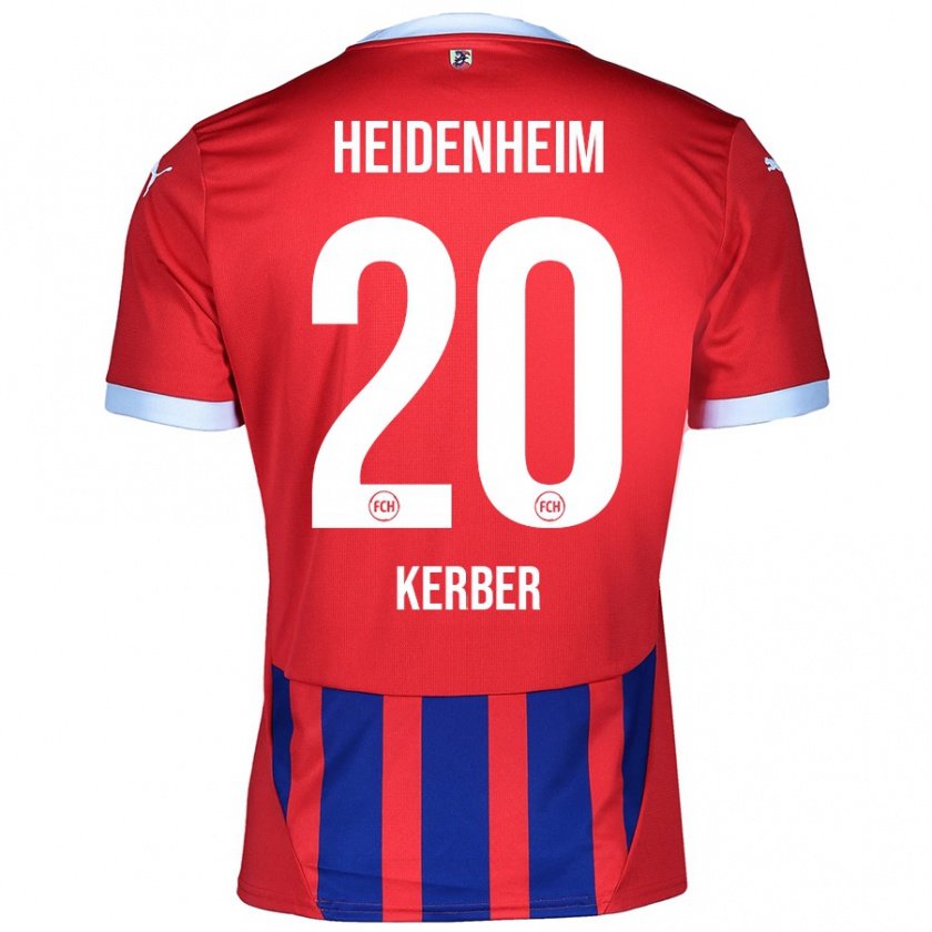 Kandiny Gyermek Luca Kerber #20 Piros Kék Hazai Jersey 2024/25 Mez Póló Ing