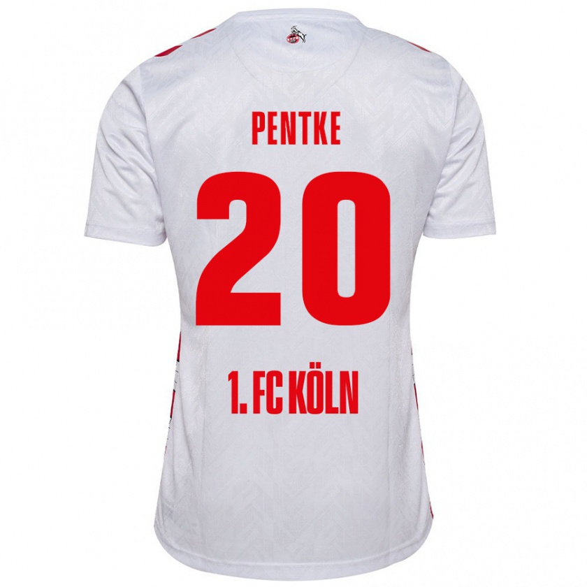 Kandiny Gyermek Philipp Pentke #20 Fehér Piros Hazai Jersey 2024/25 Mez Póló Ing