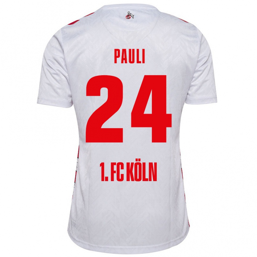 Kandiny Gyermek Julian Pauli #24 Fehér Piros Hazai Jersey 2024/25 Mez Póló Ing