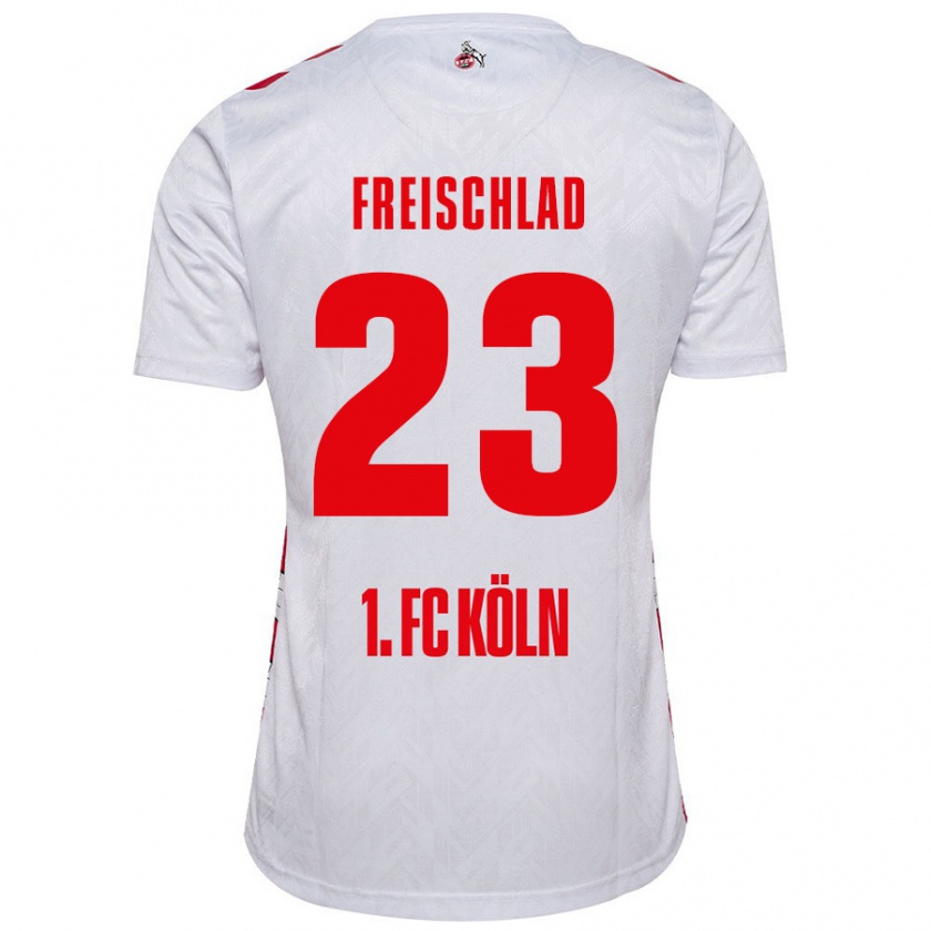 Kandiny Gyermek Yannick Freischlad #23 Fehér Piros Hazai Jersey 2024/25 Mez Póló Ing