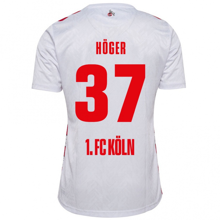 Kandiny Gyermek Marco Höger #37 Fehér Piros Hazai Jersey 2024/25 Mez Póló Ing