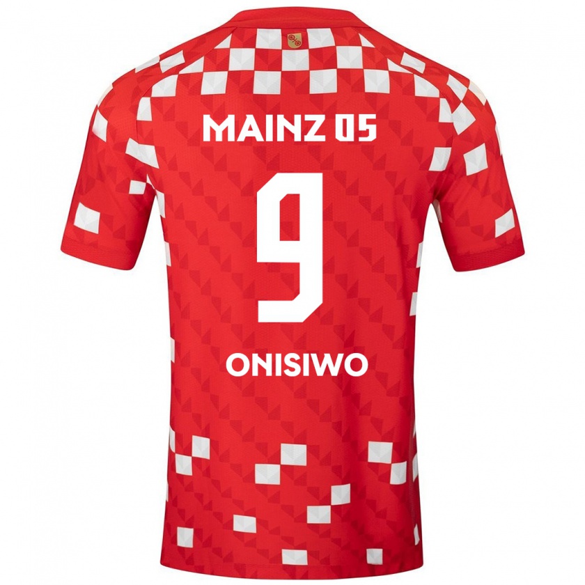 Kandiny Gyermek Karim Onisiwo #9 Fehér Piros Hazai Jersey 2024/25 Mez Póló Ing