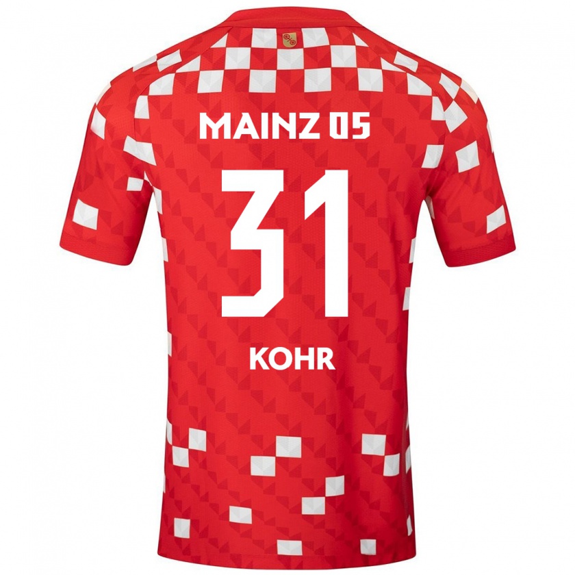 Kandiny Gyermek Dominik Kohr #31 Fehér Piros Hazai Jersey 2024/25 Mez Póló Ing