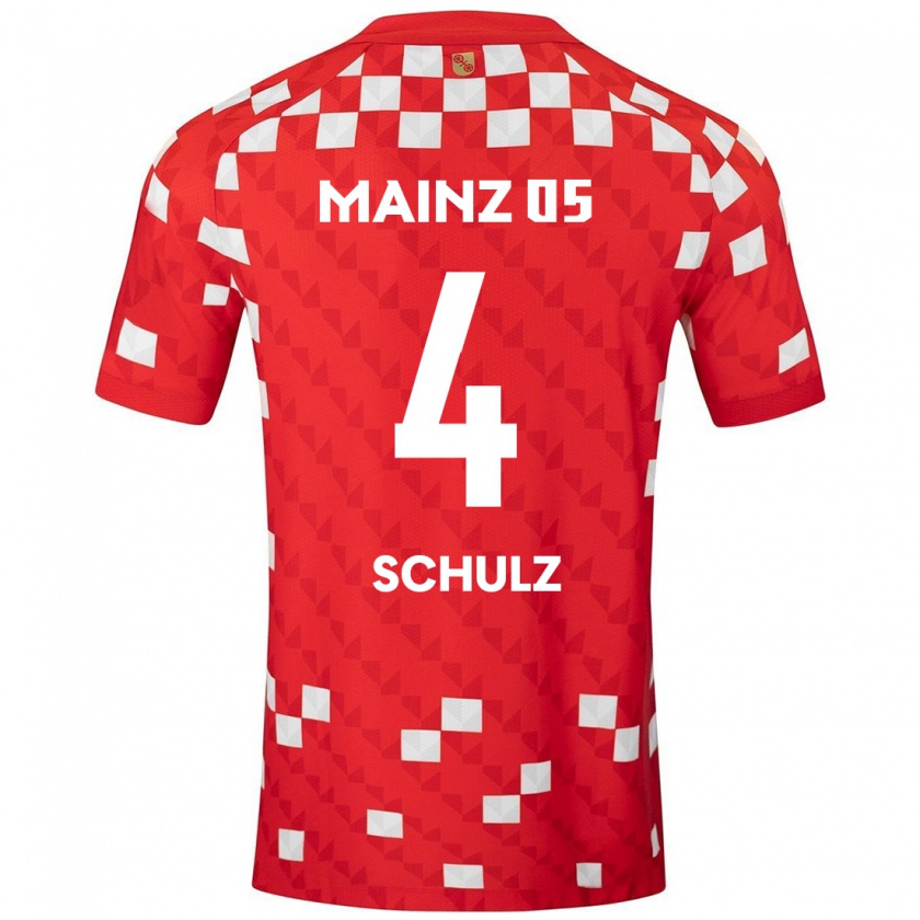 Kandiny Gyermek Philipp Schulz #4 Fehér Piros Hazai Jersey 2024/25 Mez Póló Ing