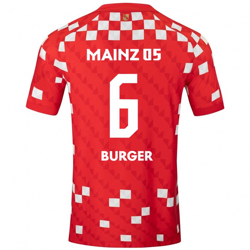 Kandiny Gyermek Korbinian Burger #6 Fehér Piros Hazai Jersey 2024/25 Mez Póló Ing