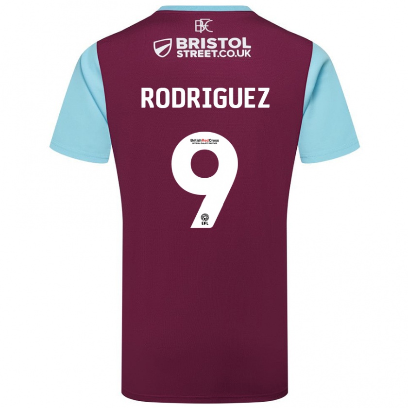 Kandiny Gyermek Jay Rodríguez #9 Bordó Égszínkék Hazai Jersey 2024/25 Mez Póló Ing