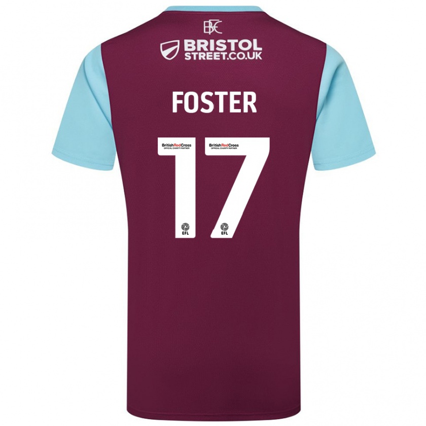 Kandiny Gyermek Lyle Foster #17 Bordó Égszínkék Hazai Jersey 2024/25 Mez Póló Ing