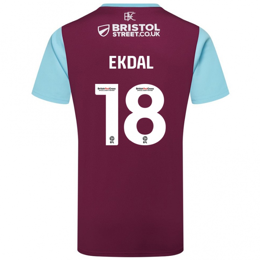 Kandiny Gyermek Hjalmar Ekdal #18 Bordó Égszínkék Hazai Jersey 2024/25 Mez Póló Ing