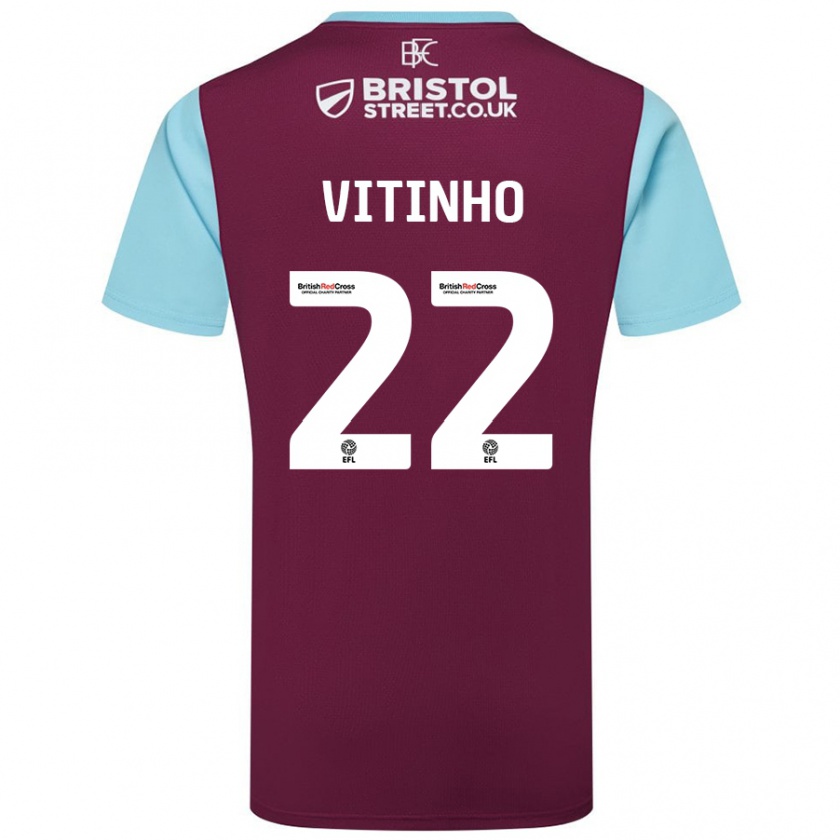 Kandiny Gyermek Vitinho #22 Bordó Égszínkék Hazai Jersey 2024/25 Mez Póló Ing