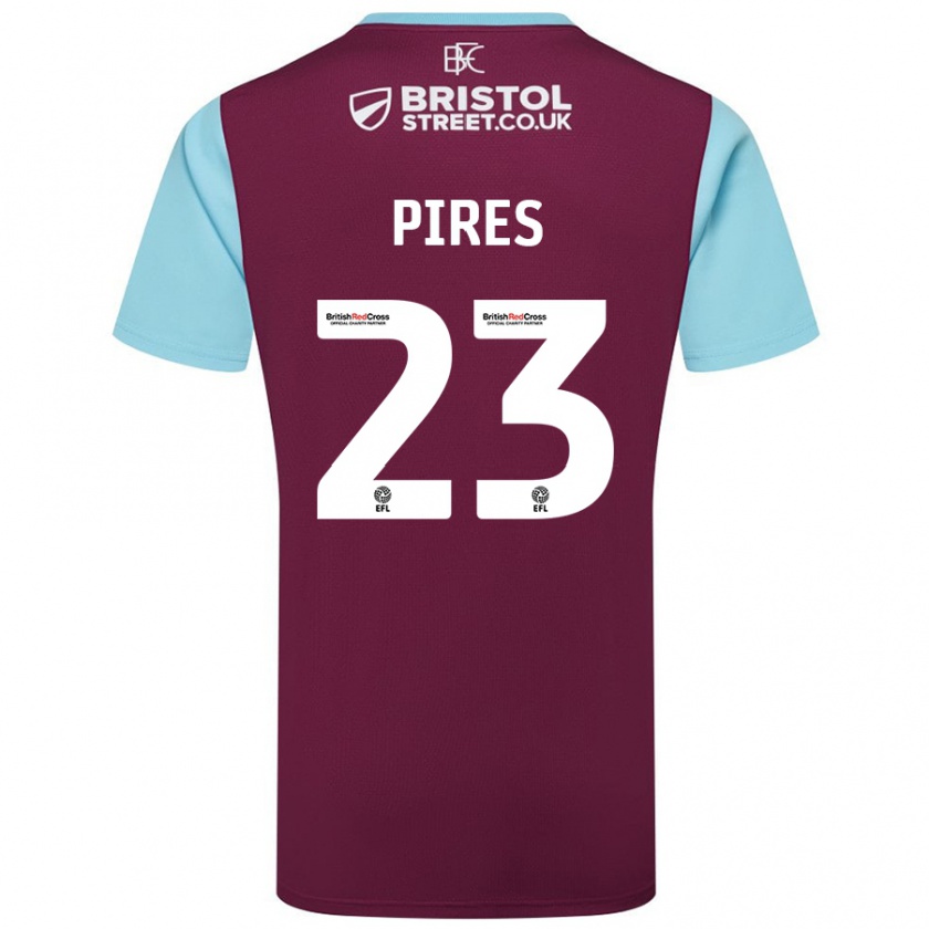 Kandiny Gyermek Lucas Pires #23 Bordó Égszínkék Hazai Jersey 2024/25 Mez Póló Ing