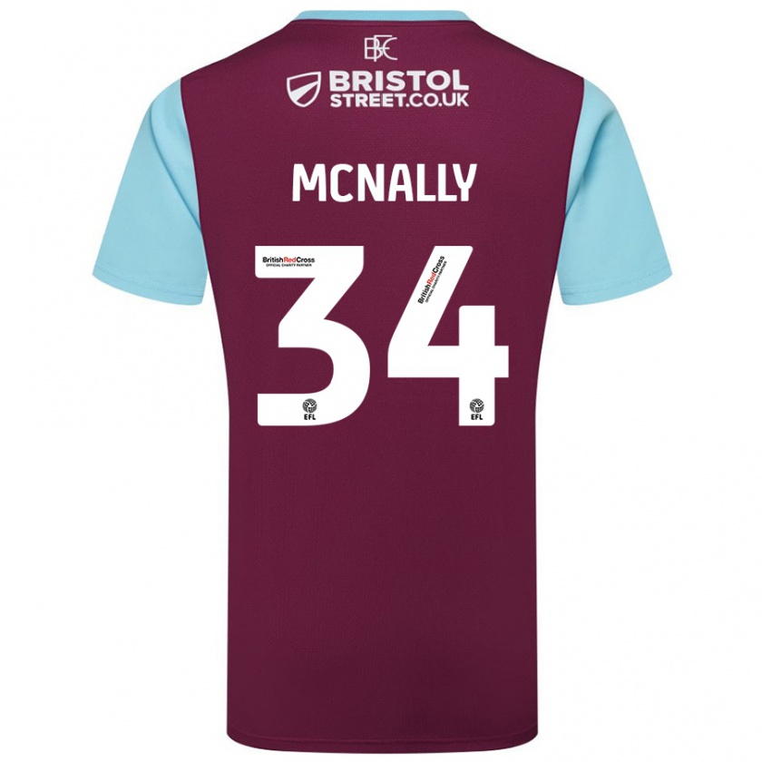 Kandiny Gyermek Luke Mcnally #34 Bordó Égszínkék Hazai Jersey 2024/25 Mez Póló Ing