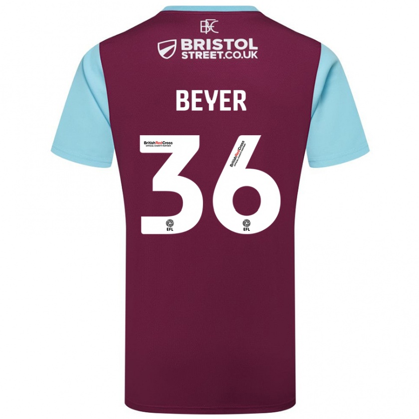 Kandiny Gyermek Jordan Beyer #36 Bordó Égszínkék Hazai Jersey 2024/25 Mez Póló Ing