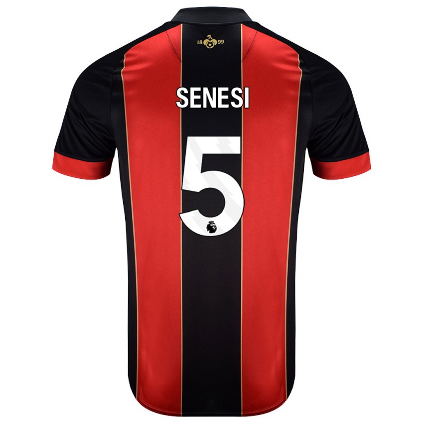 Kandiny Gyermek Marcos Senesi #5 Piros Fekete Hazai Jersey 2024/25 Mez Póló Ing