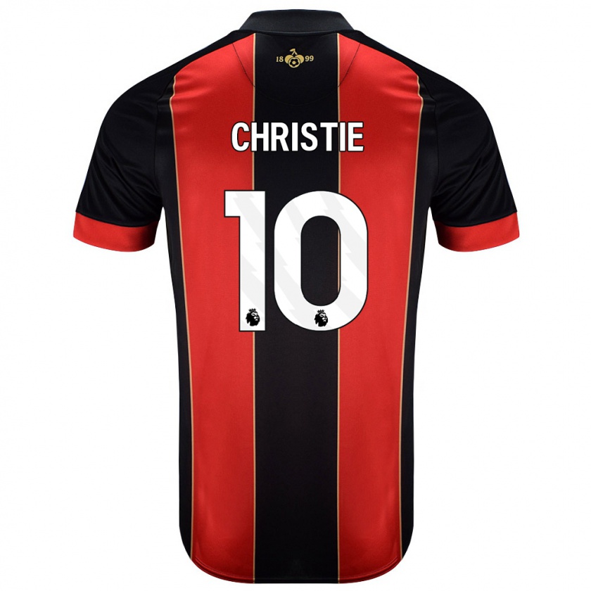 Kandiny Gyermek Ryan Christie #10 Piros Fekete Hazai Jersey 2024/25 Mez Póló Ing