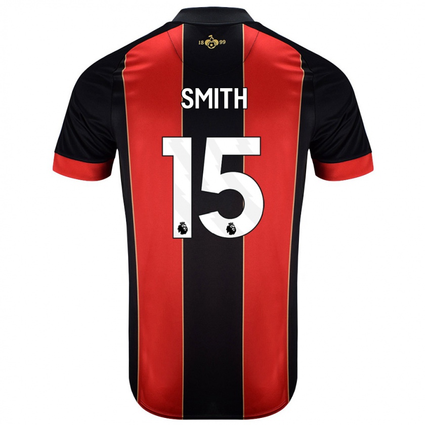 Kandiny Gyermek Adam Smith #15 Piros Fekete Hazai Jersey 2024/25 Mez Póló Ing