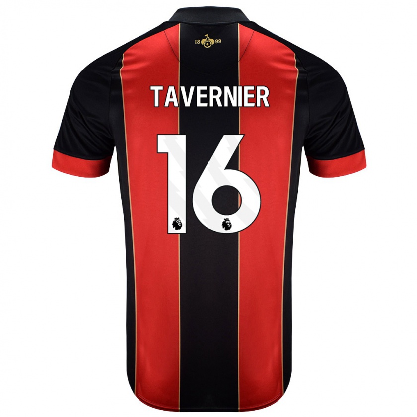 Kandiny Gyermek Marcus Tavernier #16 Piros Fekete Hazai Jersey 2024/25 Mez Póló Ing