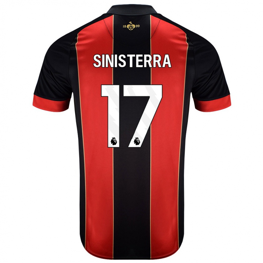 Kandiny Gyermek Luis Sinisterra #17 Piros Fekete Hazai Jersey 2024/25 Mez Póló Ing