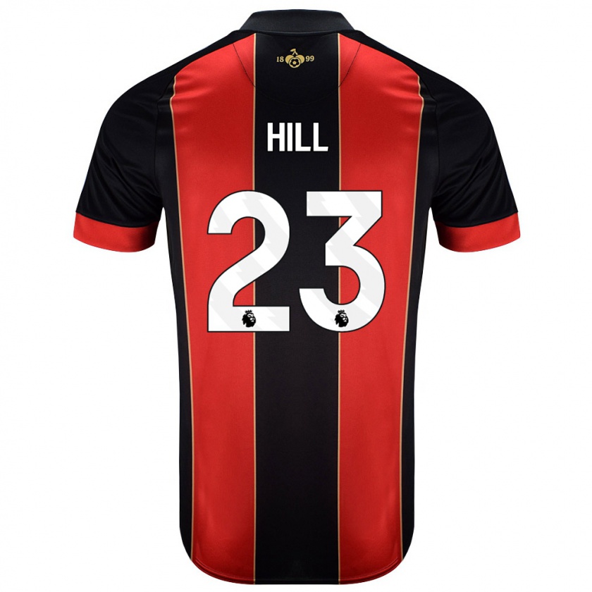 Kandiny Gyermek James Hill #23 Piros Fekete Hazai Jersey 2024/25 Mez Póló Ing