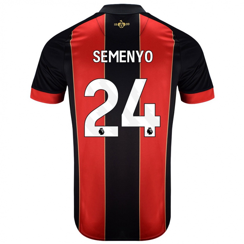 Kandiny Gyermek Antoine Semenyo #24 Piros Fekete Hazai Jersey 2024/25 Mez Póló Ing