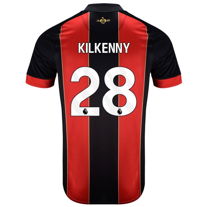 Kandiny Gyermek Gavin Kilkenny #28 Piros Fekete Hazai Jersey 2024/25 Mez Póló Ing