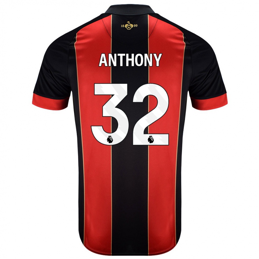 Kandiny Gyermek Jaidon Anthony #32 Piros Fekete Hazai Jersey 2024/25 Mez Póló Ing