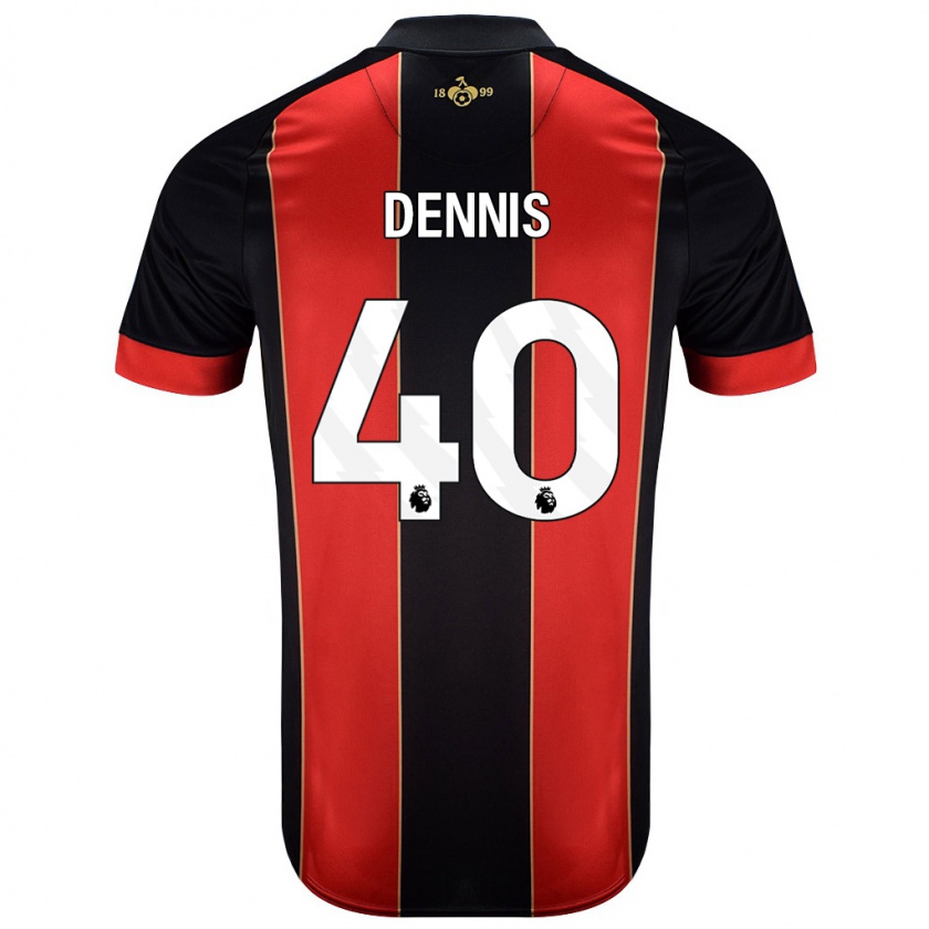 Kandiny Gyermek Will Dennis #40 Piros Fekete Hazai Jersey 2024/25 Mez Póló Ing