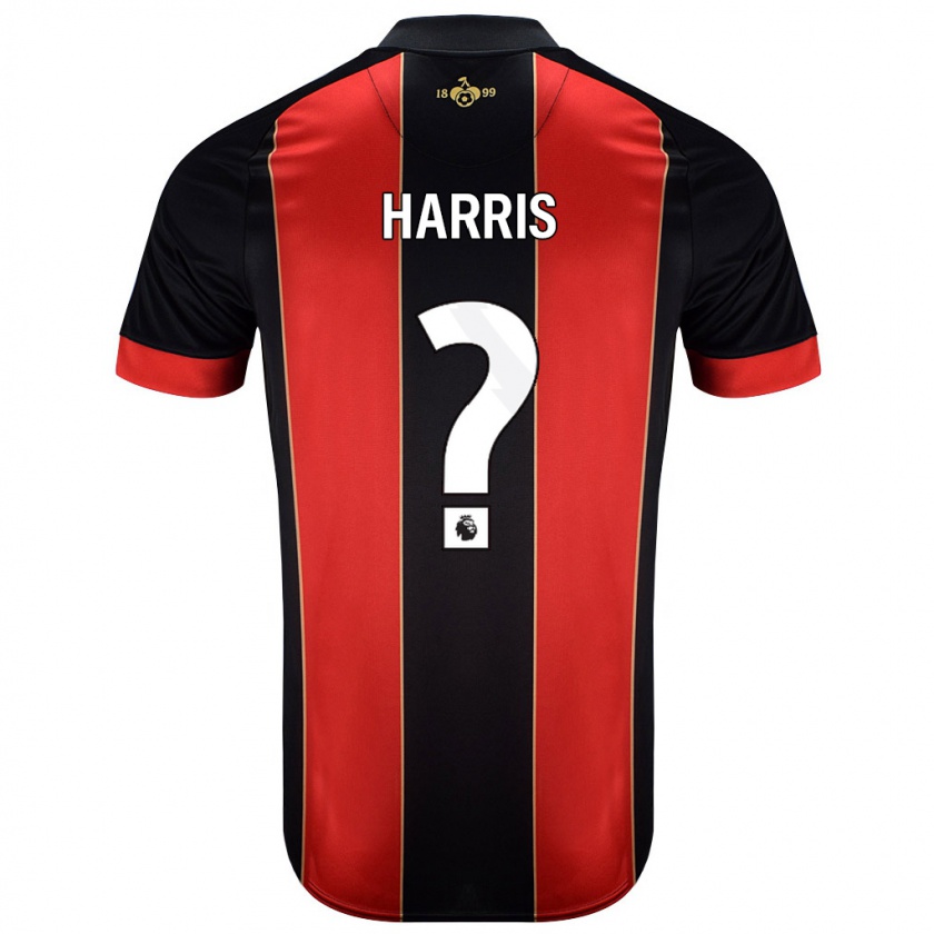 Kandiny Gyermek Archie Harris #0 Piros Fekete Hazai Jersey 2024/25 Mez Póló Ing