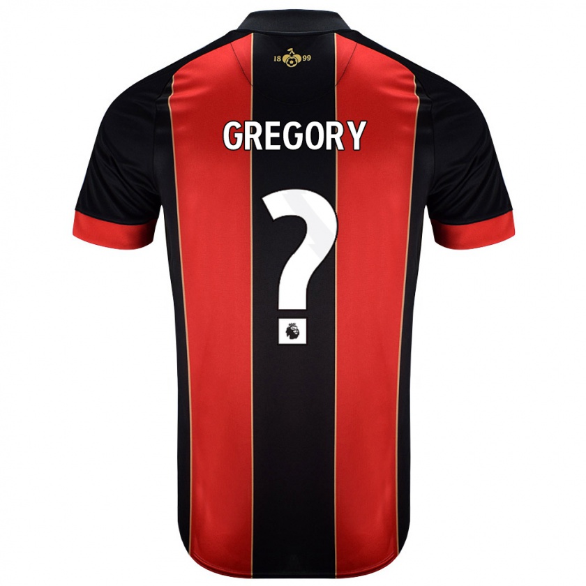 Kandiny Gyermek Karlos Gregory #0 Piros Fekete Hazai Jersey 2024/25 Mez Póló Ing