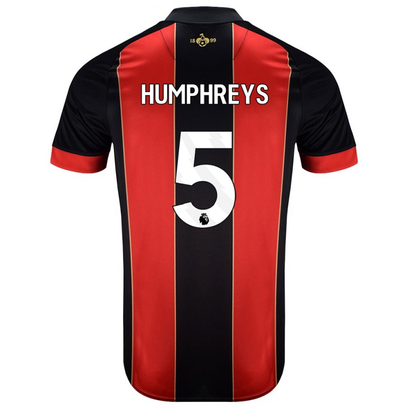 Kandiny Gyermek Holly Humphreys #5 Piros Fekete Hazai Jersey 2024/25 Mez Póló Ing