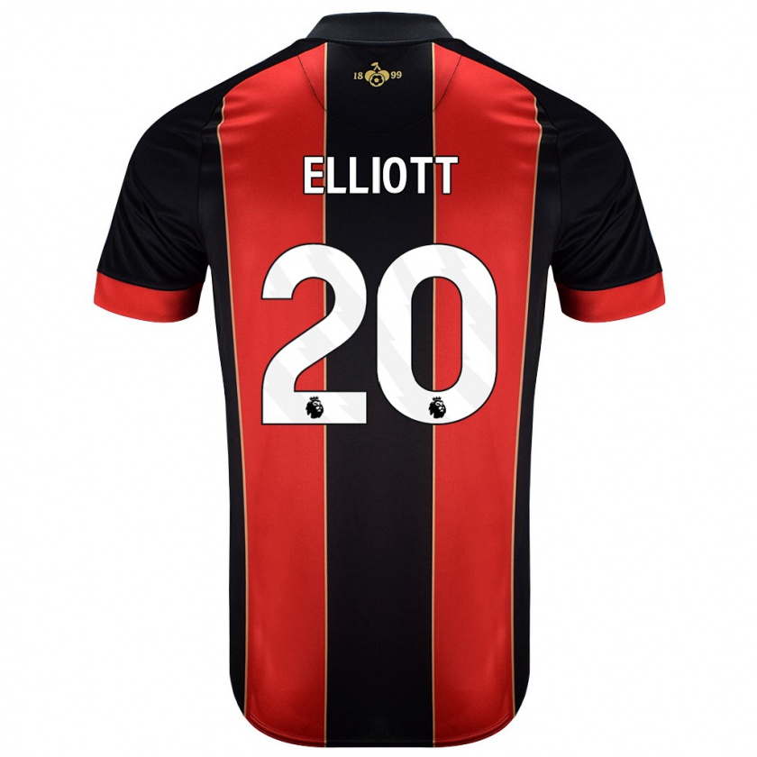 Kandiny Gyermek Kaitlyn Elliott #20 Piros Fekete Hazai Jersey 2024/25 Mez Póló Ing